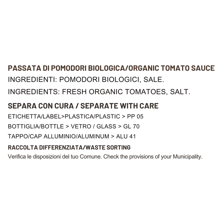 Passata di pomodoro Biologica 66/72cl