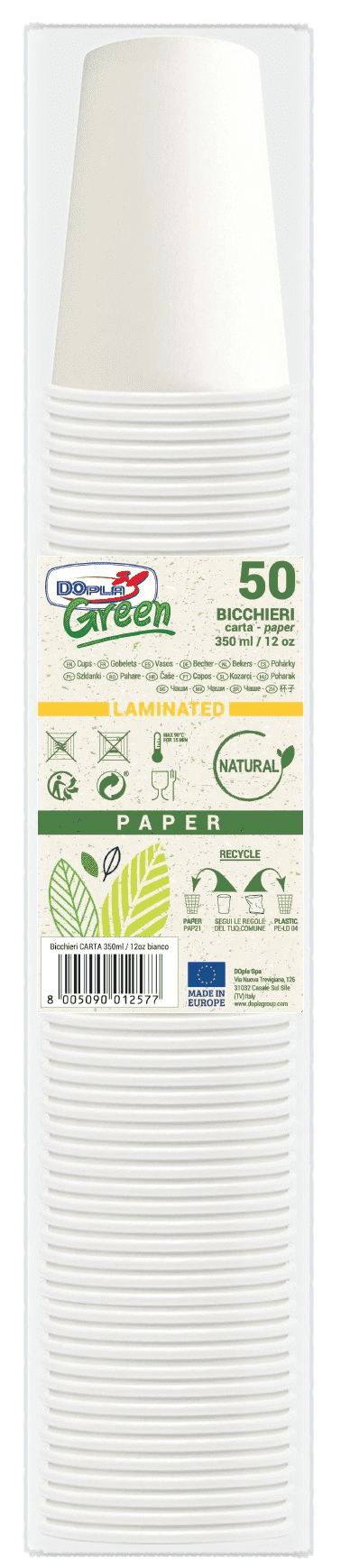 Biologisch abbaubare Becher aus weißem Papier 350ml