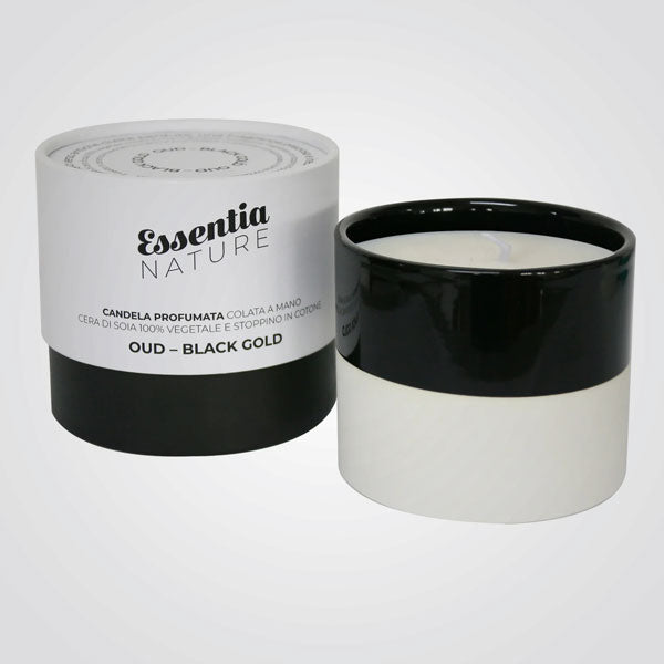 BLACK/WHITE Ceramic Candle with Oud - Black Gold scent