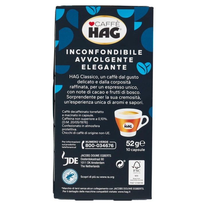Hag Classic Decaffeinated Coffee Capsules Compatible with Nespresso*