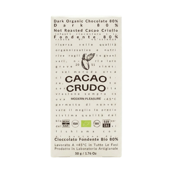 Cioccolato Fondente Bio 80% Puro 50g - Cacao Crudo