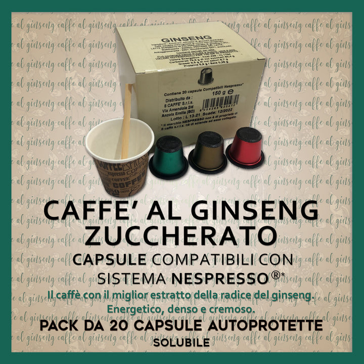 Ginseng sucré soluble compatible Nespresso* 20 capsules