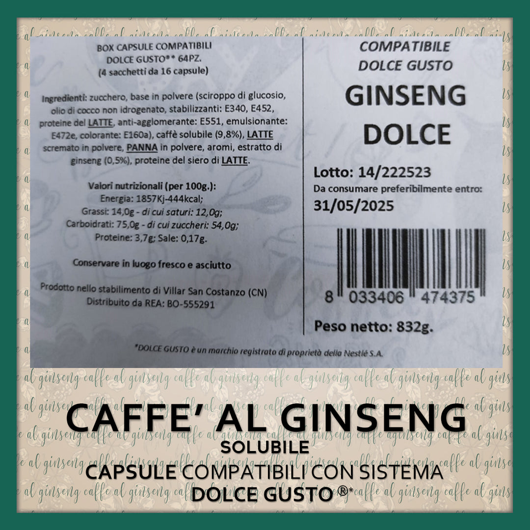 Compatible Ginseng soluble Dolce Gusto* 16 gélules