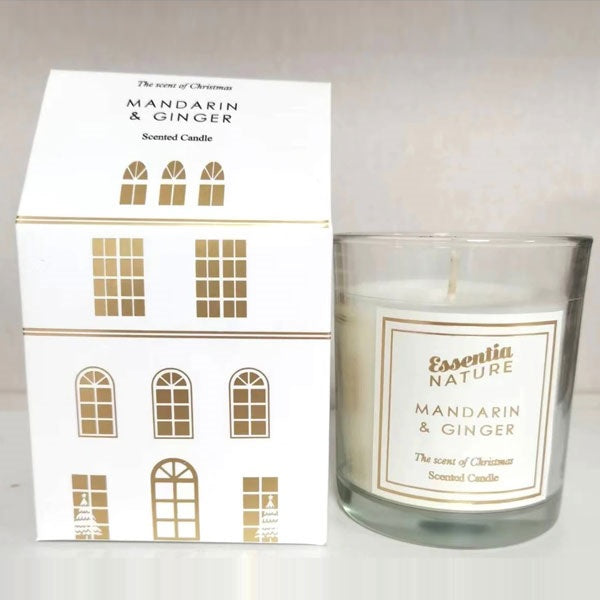 White Scented Village Christmas Candle