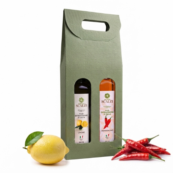 Geschenkbox mit aromatisierten oder biologischen Olivenölen extra vergine – Scalzi