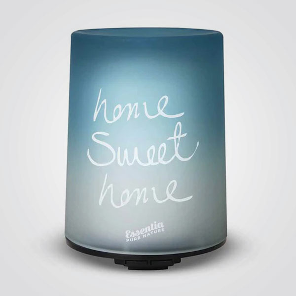 Diffuseur à Ultrasons en Verre Nacré - Bleu Clair "Home Sweet Home"