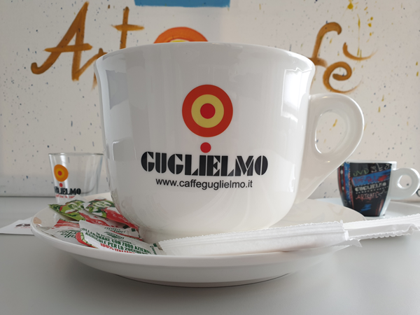 White ceramic coffee mug with plate
