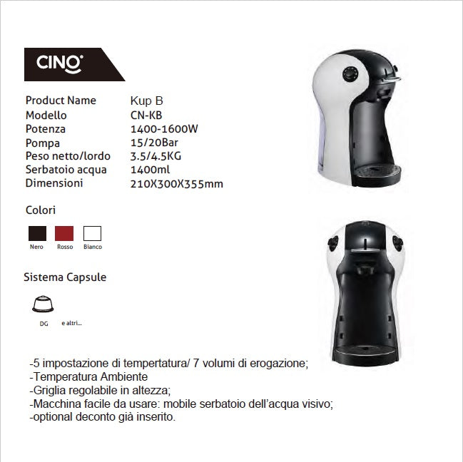 Macchina a capsule KUP-B Compatibile Dolce Gusto – Mokashop Switzerland